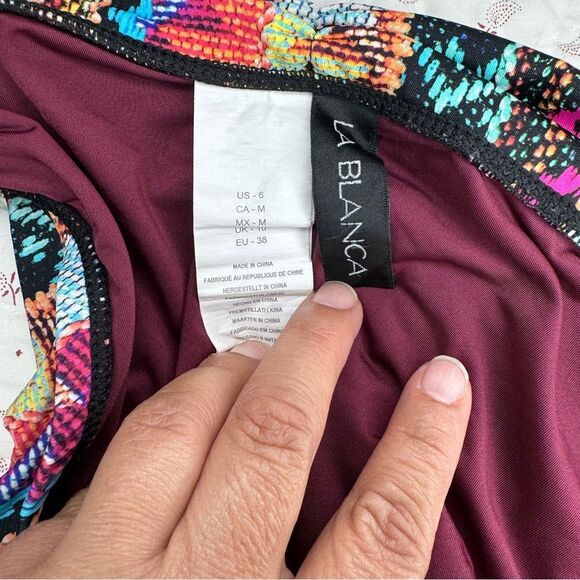 La Blanca Tribal Halter Tankini swimsuit Set, multicolor, Size 6 - Picture 8 of 11